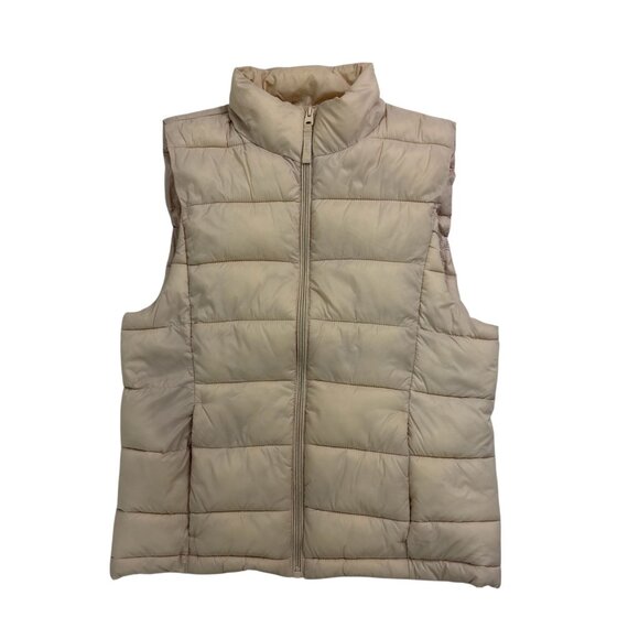 Love Tree Women’s Packable Puffer Vest Beige Size L Lightweight Quilted - Picture 2 of 11